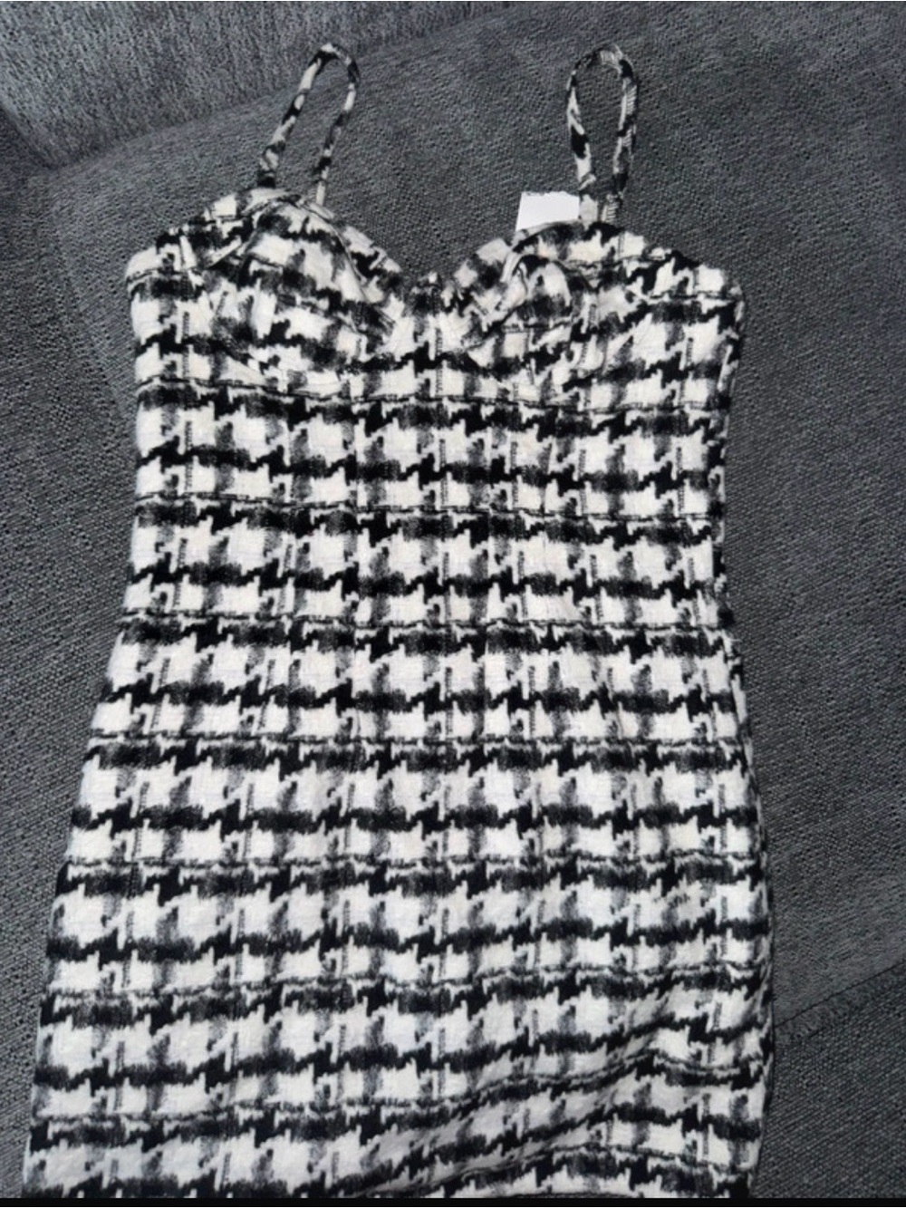 Forever 21 Black and White Houndstooth Spaghetti Strap Mini Dress